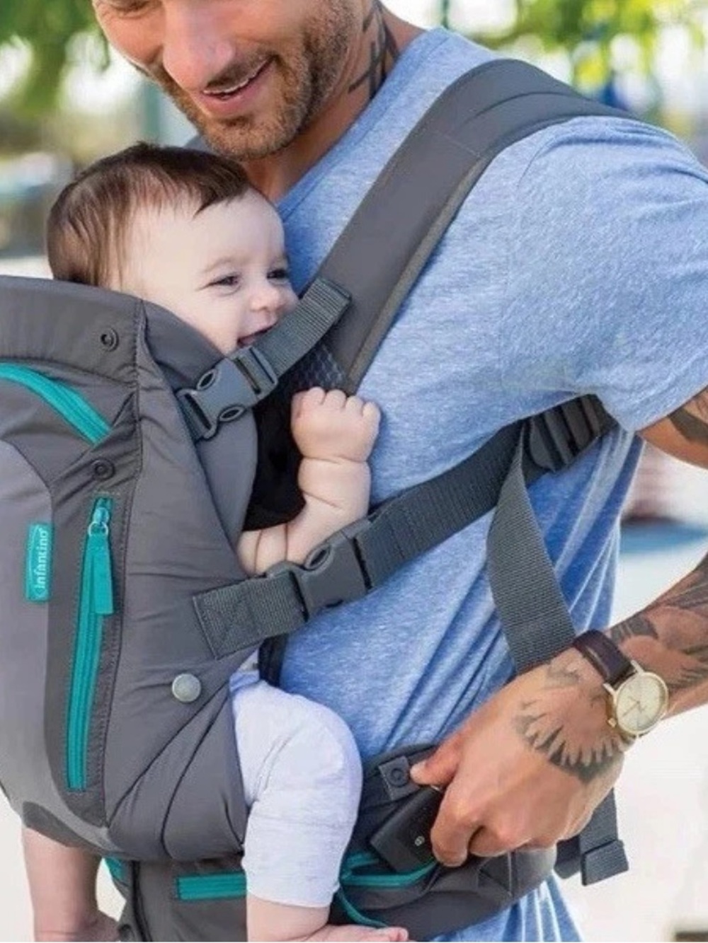 Infantino Swift Classic Multi-Pocket Convertible Baby Back Pouch Inward & Outwar